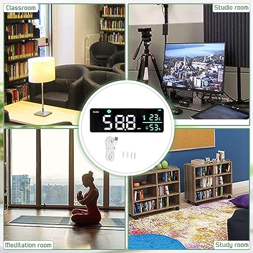Decibel Meter, Wall Hanging Sound Level Meter, Noise Decibel Meter, 3 in 1 Noise Temperature Humidity Meter, 30 to 130dB Range, with 11in Large LED Display Screen, for Classroom