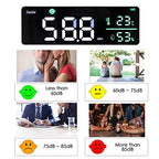 Decibel Meter, Wall Hanging Sound Level Meter, Noise Decibel Meter, 3 in 1 Noise Temperature Humidity Meter, 30 to 130dB Range, with 11in Large LED Display Screen, for Classroom