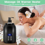 Massage Oil Warmer, LED Display Single Bottle Pro Massage Heater, Temperature Control Oil Heater for Massage with 2 Oil Bottle Dispenser, for Lotion Cream (US Plug)