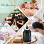Massage Oil Warmer, LED Display Single Bottle Pro Massage Heater, Temperature Control Oil Heater for Massage with 2 Oil Bottle Dispenser, for Lotion Cream (US Plug)