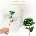 Gugxiom Gold Dipped Rose, Long Lasting Green Forever Bloom, Unique Decor Roses for Valentines Day, Mothers Day, Weddings, Anniversaries Etc.