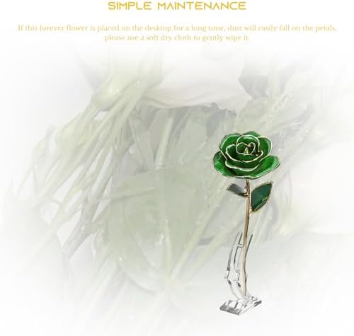 Gugxiom Gold Dipped Rose, Long Lasting Green Forever Bloom, Unique Decor Roses for Valentines Day, Mothers Day, Weddings, Anniversaries Etc.