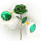 Gugxiom Gold Dipped Rose, Long Lasting Green Forever Bloom, Unique Decor Roses for Valentines Day, Mothers Day, Weddings, Anniversaries Etc.