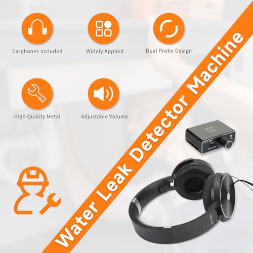 Water Leak Detection Kit, Underground Water Leak Detector, Water Leak Detection Device, 20000X Underground Magnification Tester, for Site Construction, Car Maintenance... (US Plug)