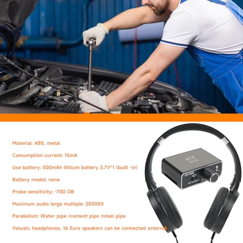 Water Leak Detection Kit, Underground Water Leak Detector, Water Leak Detection Device, 20000X Underground Magnification Tester, for Site Construction, Car Maintenance... (US Plug)