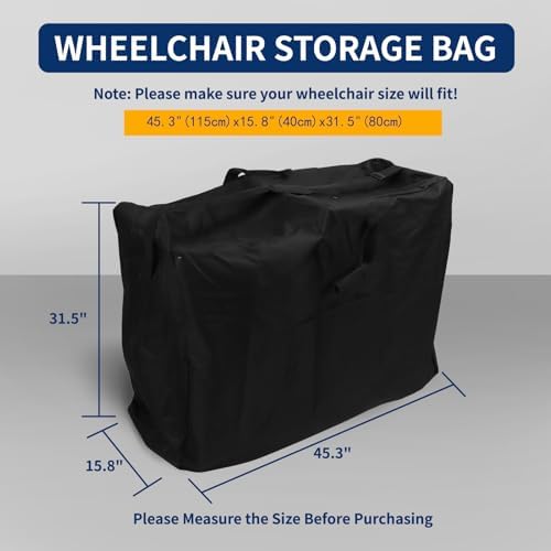 Wheelchair Travel Bag, 45.3x31.5x15.7in Waterproof Wheelchair Bag, Foldable Wheelchair Bag, 2 Way Design