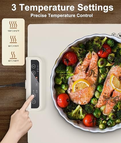 Food Warming Mat, Portable Warming Mat with 3 Temperature Settings, Roll Up Silicone Food Warmer for Buffets Party, Travel, Daily Lives