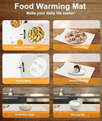 Food Warming Mat, Portable Warming Mat with 3 Temperature Settings, Roll Up Silicone Food Warmer for Buffets Party, Travel, Daily Lives