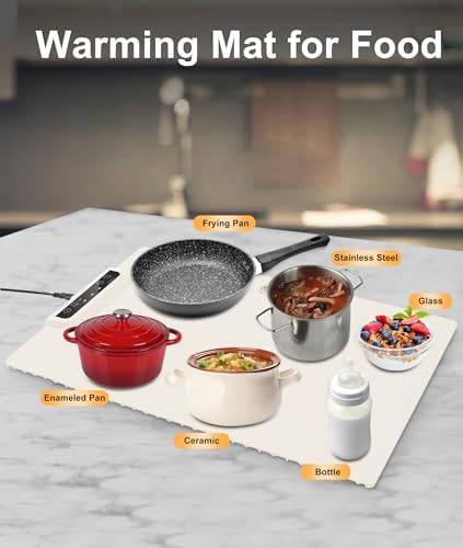 Food Warming Mat, Portable Warming Mat with 3 Temperature Settings, Roll Up Silicone Food Warmer for Buffets Party, Travel, Daily Lives