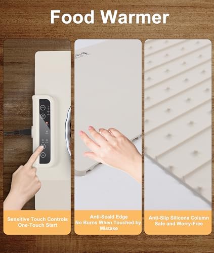 Food Warming Mat, Portable Warming Mat with 3 Temperature Settings, Roll Up Silicone Food Warmer for Buffets Party, Travel, Daily Lives