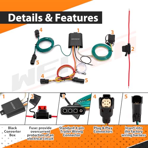 4-Pin Trailer Wiring Harness Fit For Ford Escape Titanium/SE/S 13-16