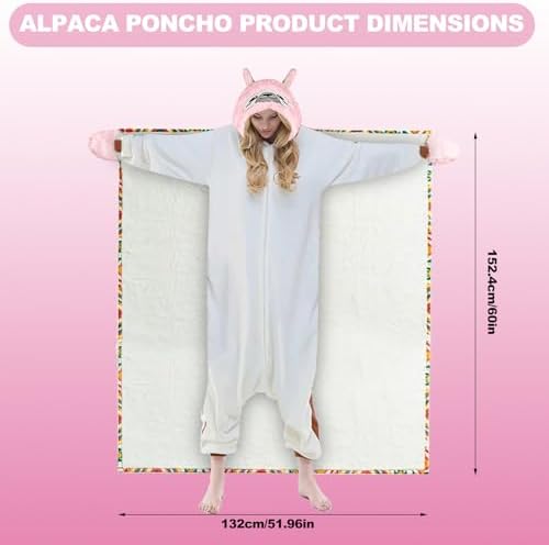 Wearable Blanket Adult Animal, Cute Hoodies, Comfy Blanket Hoodie, Gifts for Mom Girl Wife Friend for Christmas (Alpaca Pink)