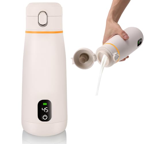 Portable Milk Warmer, Portable Bottle Warmer for Travel, 12 oz Instant Breastmilk Formula Warmer, Fast Heating & Long Battery Life, On The Travel Car Airplane Fast Heat Up