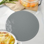 Trivets for Hot Dishes - Hot Pads for Kitchen Essentials Set Accessories, Silicone Pot Holders for Hot Pans, Desktop Mats for Kitchen Countertops, Home and Kitchen Essentials, Easy to Clean-Grey