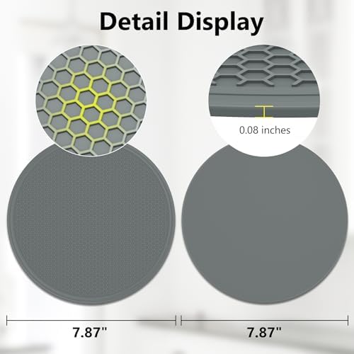 Trivets for Hot Dishes - Hot Pads for Kitchen Essentials Set Accessories, Silicone Pot Holders for Hot Pans, Desktop Mats for Kitchen Countertops, Home and Kitchen Essentials, Easy to Clean-Grey