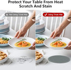 Trivets for Hot Dishes - Hot Pads for Kitchen Essentials Set Accessories, Silicone Pot Holders for Hot Pans, Desktop Mats for Kitchen Countertops, Home and Kitchen Essentials, Easy to Clean-Grey