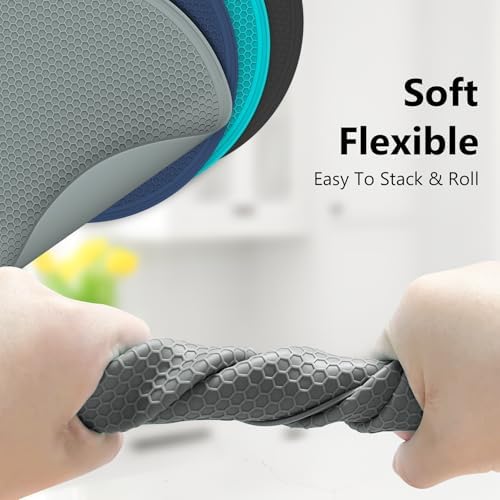 Trivets for Hot Dishes - Hot Pads for Kitchen Essentials Set Accessories, Silicone Pot Holders for Hot Pans, Desktop Mats for Kitchen Countertops, Home and Kitchen Essentials, Easy to Clean-Grey