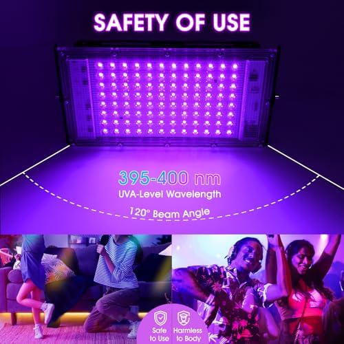 2 Pack 100W Black Light, Black Lights for Party, IP66 Waterproof Black Light Party Light, for Halloween, Black Light Party, Stage Lighting, Neon