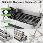 Gugxiom 2 Tier Dish Drying Rack, 304 Stainless Steel Dish Drainer for Kitchen Counter, Extra Large Dish Rack with 360° Rotatable Drain Spout & Cup Holder