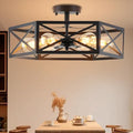Gugxiom Modern Hexagon Cage 6 Light Semi Flush Mount Fixture (6 Light)