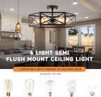 Gugxiom Modern Hexagon Cage 6 Light Semi Flush Mount Fixture (6 Light)
