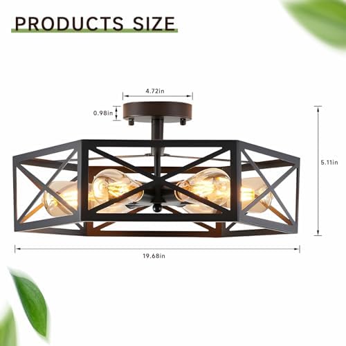 Gugxiom Modern Hexagon Cage 6 Light Semi Flush Mount Fixture (6 Light)