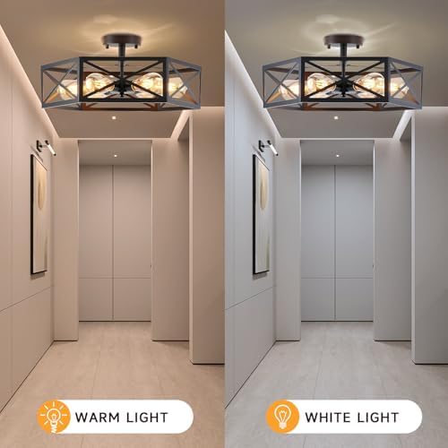Gugxiom Modern Hexagon Cage 6 Light Semi Flush Mount Fixture (6 Light)