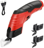 Cordless Electric Scissors, 4.2V Cardboard Cutter with 3 Self-sharpening Cutter Blades, Rechargeable Super Scissors with Safety Lock, for Fabric Cardboard Carpet Leather Felt (3pcs blades red)