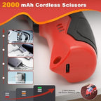 Cordless Electric Scissors, 4.2V Cardboard Cutter with 3 Self-sharpening Cutter Blades, Rechargeable Super Scissors with Safety Lock, for Fabric Cardboard Carpet Leather Felt (3pcs blades red)