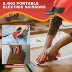 Cordless Electric Scissors, 4.2V Cardboard Cutter with 3 Self-sharpening Cutter Blades, Rechargeable Super Scissors with Safety Lock, for Fabric Cardboard Carpet Leather Felt (3pcs blades red)