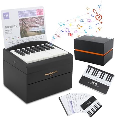 Piano Calendar 2025 Desk Calendar, Mini Piano Calendar with 52 Music Scores, Mini Desk Calendar in 27 Cards, Gifts for Swift Fans Home Decor (Chou 52 songs Black)
