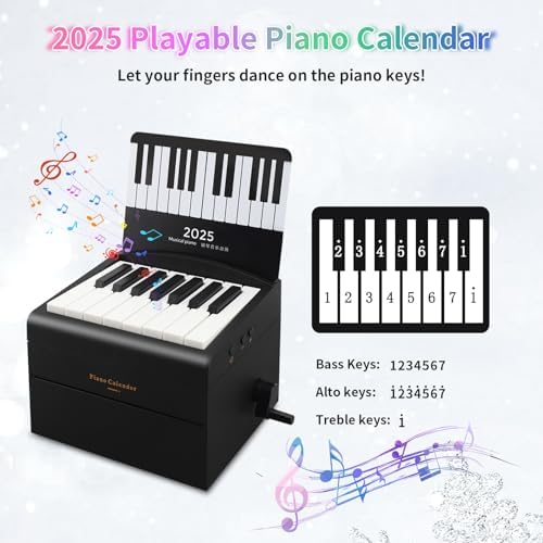 Piano Calendar 2025 Desk Calendar, Mini Piano Calendar with 52 Music Scores, Mini Desk Calendar in 27 Cards, Gifts for Swift Fans Home Decor (Chou 52 songs Black)