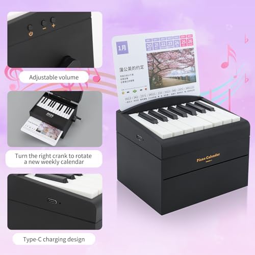 Piano Calendar 2025 Desk Calendar, Mini Piano Calendar with 52 Music Scores, Mini Desk Calendar in 27 Cards, Gifts for Swift Fans Home Decor (Chou 52 songs Black)