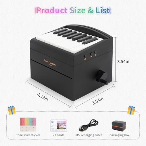 Piano Calendar 2025 Desk Calendar, Mini Piano Calendar with 52 Music Scores, Mini Desk Calendar in 27 Cards, Gifts for Swift Fans Home Decor (Chou 52 songs Black)