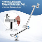 18" Shower Extension Arm, Solid Brass Shower (Silver)