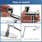 18" Shower Extension Arm, Solid Brass Shower (Silver)