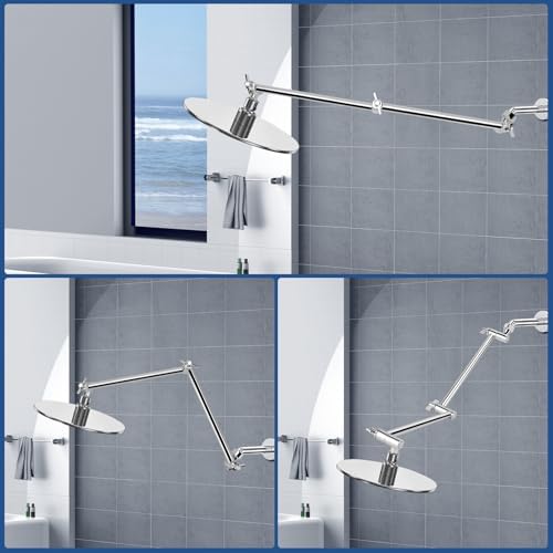 18" Shower Extension Arm, Solid Brass Shower (Silver)