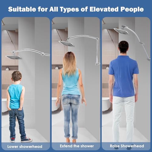 All Metal 19'' Shower Extension Arm Solid Brass Flexible Height & Angle Adjustable Shower Arm Extender With 2 Locking Joints Long Lasting Adjustable Showerhead Extender (19