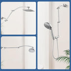 All Metal 19'' Shower Extension Arm Solid Brass Flexible Height & Angle Adjustable Shower Arm Extender With 2 Locking Joints Long Lasting Adjustable Showerhead Extender (19