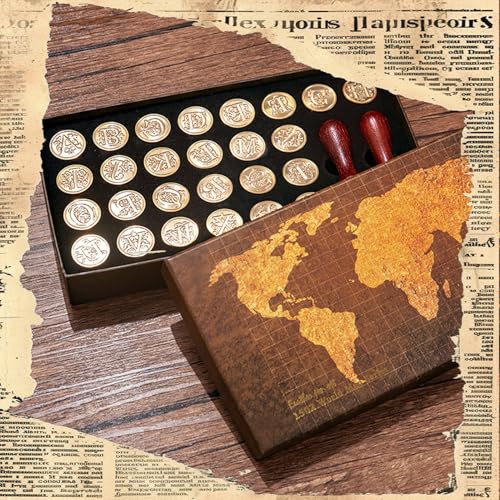 Initial Alphabet Wax Seal Stamp Kit, A-Z Vintage Sealing Stamp