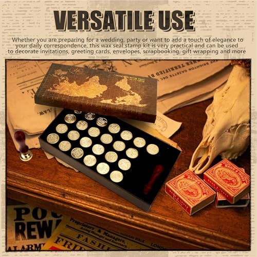 Initial Alphabet Wax Seal Stamp Kit, A-Z Vintage Sealing Stamp