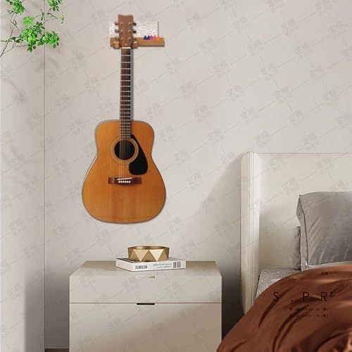 Gugxiom Light up Wooden Guitar Stand,Note Pattern Designs,Guitar Wall Mount in USB Powered,Guitar Wall Hanger for Electric Bass 、Acoustic 、and Ukulele Violin