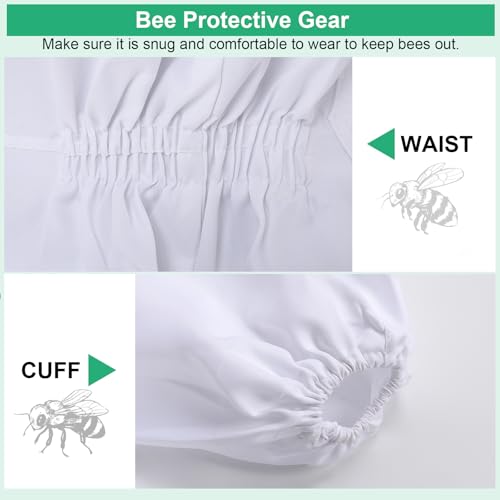 Bee Suits Bee Keeper, Bee Suit for Men Women, with Glove &Ventilated Hood, Ventilated Hood Bee Keeping Starter kit for Backyard and Bee Keeper (L)