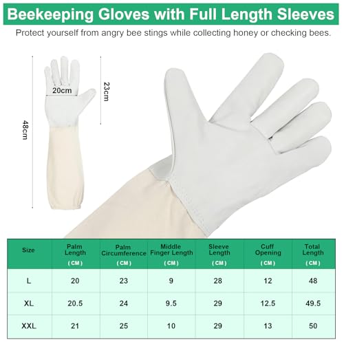 Bee Suits Bee Keeper, Bee Suit for Men Women, with Glove &Ventilated Hood, Ventilated Hood Bee Keeping Starter kit for Backyard and Bee Keeper (L)
