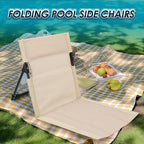 2 Pcs Foldable Pool Chairs, Portable Outdoor Chair for Poolside(White)