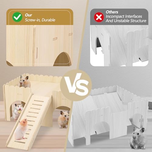 Large Guinea Pig Hideout, 14.96 X 9.45 X 7.09in Wooden Guinea Pig House