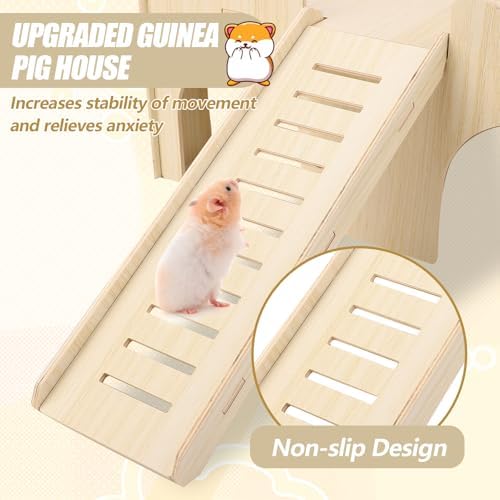 Large Guinea Pig Hideout, 14.96 X 9.45 X 7.09in Wooden Guinea Pig House