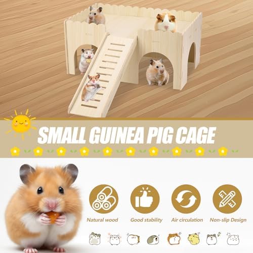 Large Guinea Pig Hideout, 14.96 X 9.45 X 7.09in Wooden Guinea Pig House