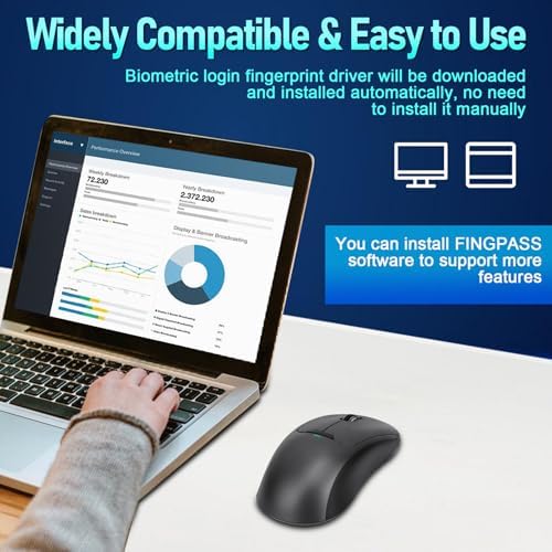 Gugxiom Wireless Computer Mouse with Fingerprint Reader (Gray)