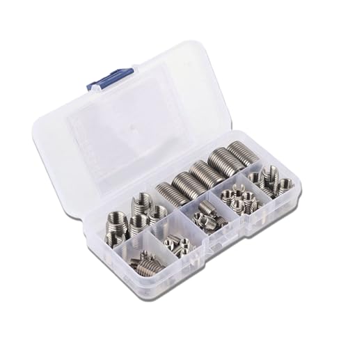 50Pcs Stainless Steel Thread Repair Kit, Threaded Inserts for Plastic/Metal, Thread Reinforce Repair Tool M3/M4/M5/M6/M8/M10/M12/M14/M16 with Storage Case